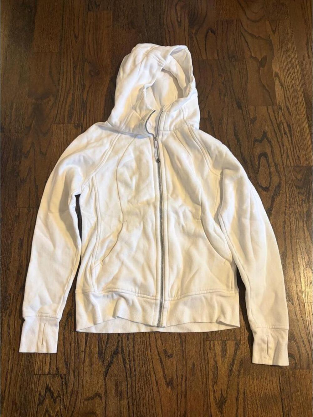 White Lululemon Scuba zip up hoodie